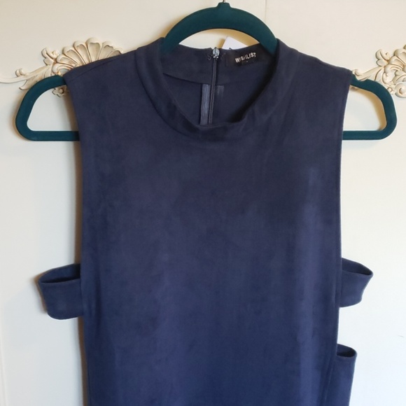 New!! Wishlist Faux Suede Navy Mini Dress in Large - Picture 2 of 8
